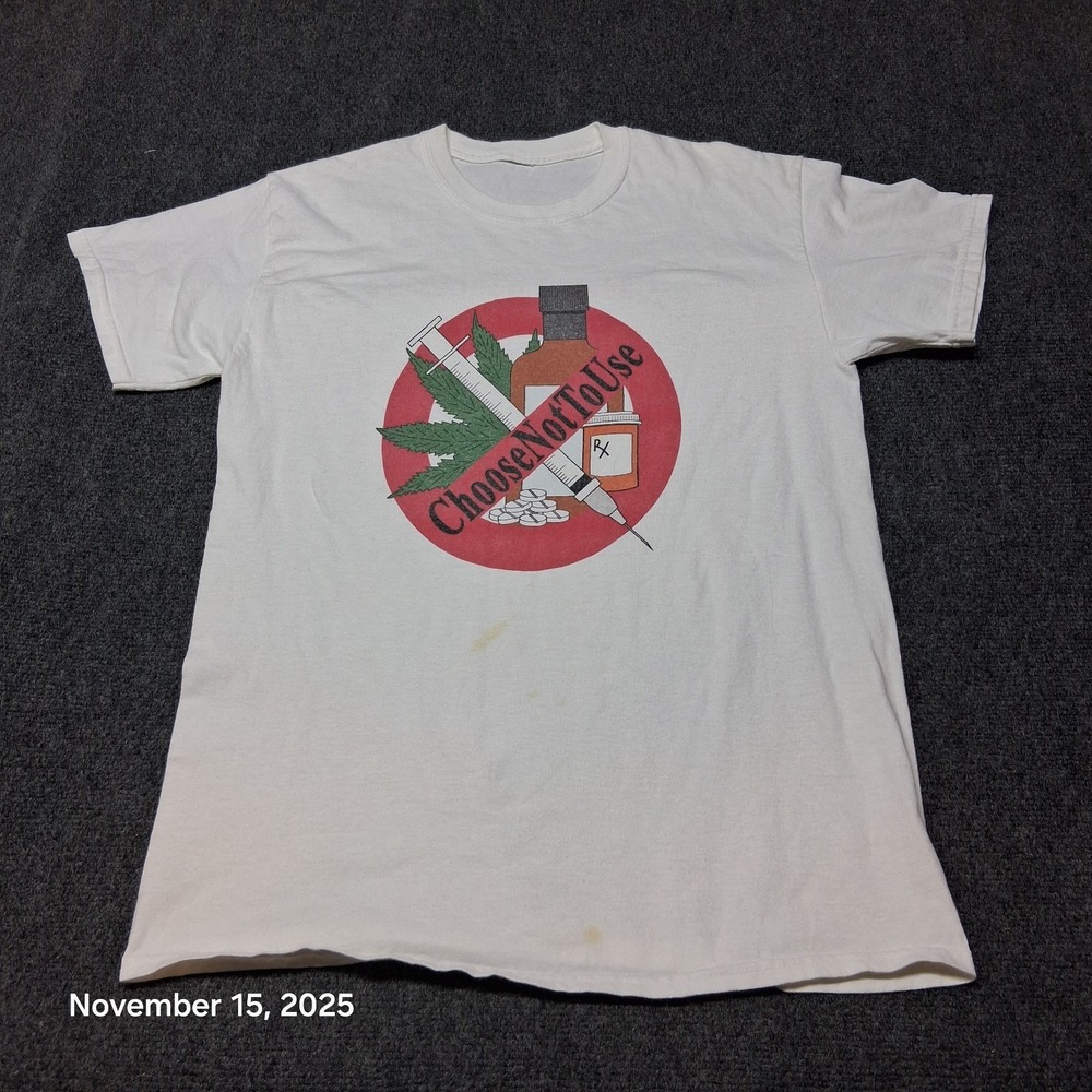 Choose Not To Use Drugs T Shirt White Size Medium‎ Crew Neck Streetwear